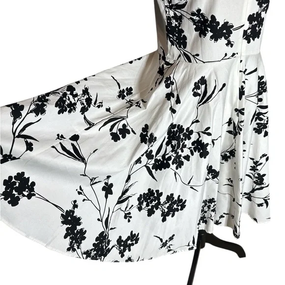 Grace Karin Black and White Floral Print A-Line Dress Boat Neck Size Large - Picture 3 of 4